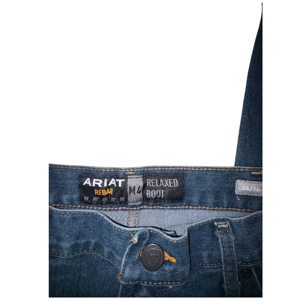 Ariat Men's Rebar M4 Relaxed Boot Cut Jeans Size 36x36 Blue Denim Workwear